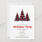 Classic Red Black Plaid Holiday Party Printable 招待状 (正面)