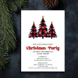 Classic Red Black Plaid Holiday Party Printable 招待状