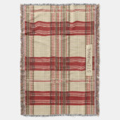 Classic Red & Black Tartan Plaid - Rustic Woven 2 スローブランケット (正面縦)