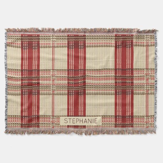 Classic Red & Black Tartan Plaid - Rustic Woven 2 スローブランケット (正面)