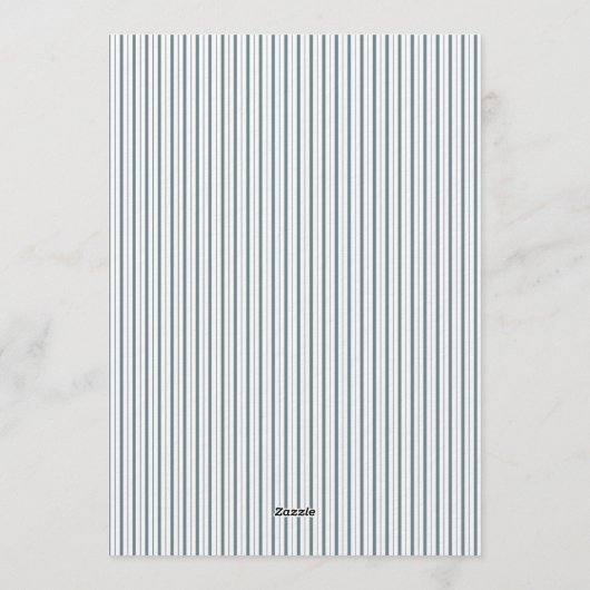 Classic Red Blue Stripes & Bow Frame Christmas  招待状 (裏面)