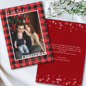 Classic Red Buffalo Plaid Snow Photo Christmas シーズンカード