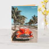 CLASSIC RED CAR BIRTHDAY Greeting Card カード (黄色い花)