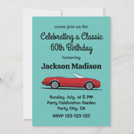 Classic Red Car Birthday Party 招待状