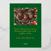 Classic Red Christmas Greeting Photo 箔シーズンカード (裏面)