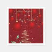 Classic Red Christmas Ornaments Christmas スタンダードカクテルナプキン (正面)