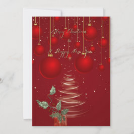 Classic Red Christmas Ornaments holiday card シーズンカード