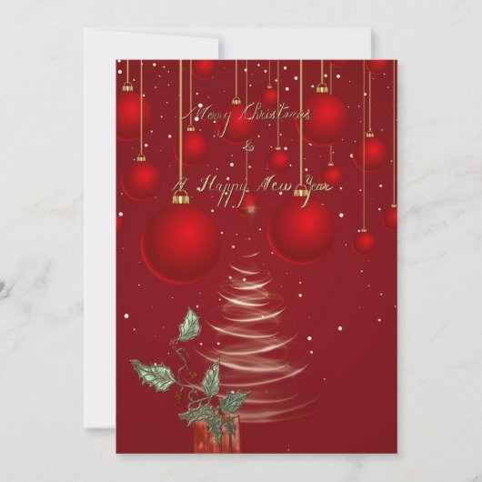  Classic Red Christmas Ornaments holiday card シーズンカード (正面)