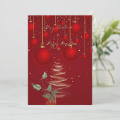  Classic Red Christmas Ornaments holiday card シーズンカード (スタンド正面)