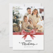 Classic Red Custom Photo & Message Christmas シーズンカード (正面)