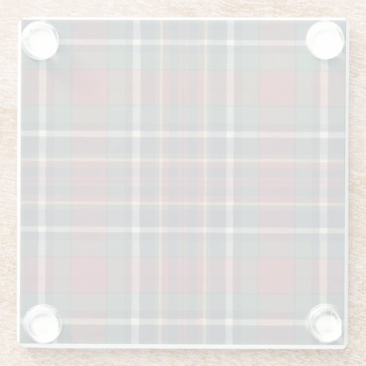 Classic Red Dark Blue Green Plaid Pattern ガラスコースター (裏面)