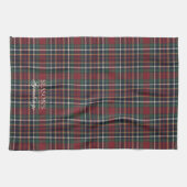 Classic Red Dark Blue Green Plaid Pattern キッチンタオル (横)