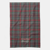 Classic Red Dark Blue Green Plaid Pattern キッチンタオル (縦)