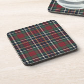 Classic Red Dark Blue Green Plaid Pattern コースター (左側)