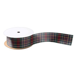 Classic Red Dark Blue Green Plaid Pattern サテンリボン