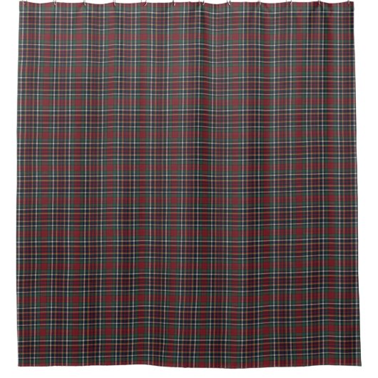 Classic Red Dark Blue Green Plaid Pattern シャワーカーテン (正面)