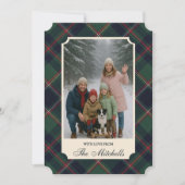 Classic Red Dark Blue Green Plaid Pattern シーズンカード (正面)