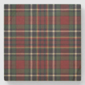 Classic Red Dark Blue Green Plaid Pattern ストーンコースター (正面)