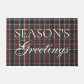 Classic Red Dark Blue Green Plaid Pattern ドアマット (正面)