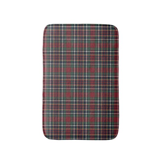 Classic Red Dark Blue Green Plaid Pattern バスマット (正面縦)