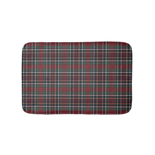 Classic Red Dark Blue Green Plaid Pattern バスマット (正面)