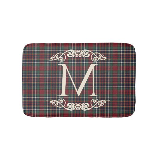 Classic Red Dark Blue Green Plaid Pattern バスマット (正面)