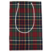 Classic Red Dark Blue Green Plaid Pattern ミディアムペーパーバッグ (正面)