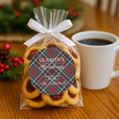 Classic Red Dark Blue Green Plaid Pattern ラウンドシール