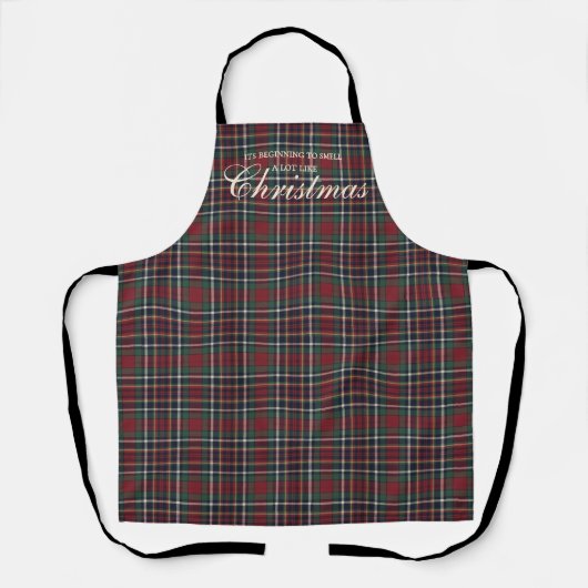 Classic Red Dark Blue Green Plaid Pattern Apron エプロン (正面)