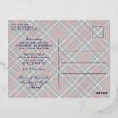 Classic Red Dark Blue Green Plaid Pattern Gold 箔シーズンポストカード (裏面)