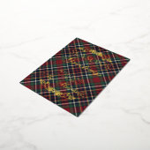 Classic Red Dark Blue Green Plaid Pattern Gold 箔シーズンポストカード (回転した状態)