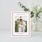 Classic Red Double Border Photo Christmas シーズンポストカード (スタンド正面)