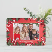 Classic Red Family Christmas Photo Card シーズンカード (スタンド正面)