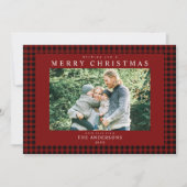 Classic Red Gingham Christmas Photo シーズンカード (正面)