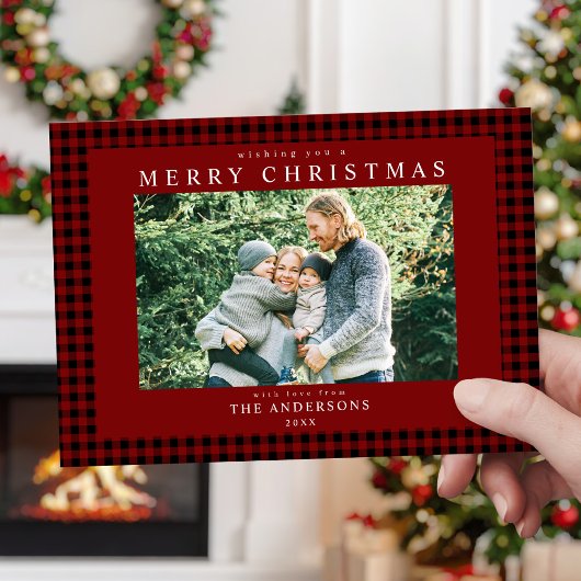 Classic Red Gingham Christmas Photo シーズンカード
