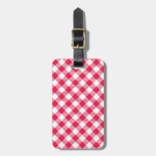 Classic Red Gingham Country Pattern ラゲッジタグ (正面縦)