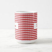 Classic Red Gingham Personalized Name  コーヒーマグカップ (中央)