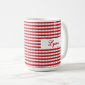 Classic Red Gingham Personalized Name  コーヒーマグカップ (正面右)