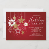 Classic Red & Gold Holiday Party Invitation 招待状 (正面)
