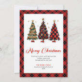 Classic Red Gold Leopard Christmas Tree Greeting  シーズンカード (正面)