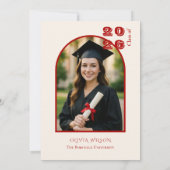 Classic Red Graduation with Photo Party 招待状 (裏面)