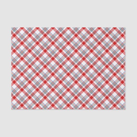 Classic Red Green Blue White Plaid Check Pattern 薄葉紙 (正面)