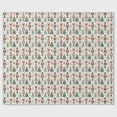 Classic Red & Green Christmas Nutcracker Pattern ラッピングペーパー (フラット)