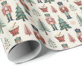 Classic Red & Green Christmas Nutcracker Pattern ラッピングペーパー (ロールコーナー)