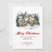 Classic Red Green Christmas Scene Greeting Card シーズンカード (正面)