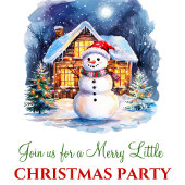 Classic Red Green Christmas Scene Invitation Card 招待状