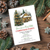 Classic Red Green Christmas Scene Invitation Card 招待状