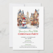 Classic red green Christmas scene party card 招待状 (正面)