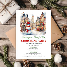Classic red green Christmas scene party card 招待状