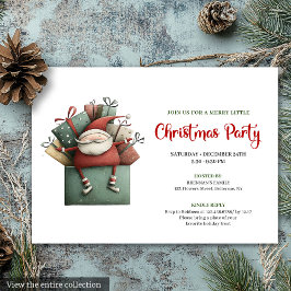 Classic Red Green Funny Santa Christmas Invitation 招待状
